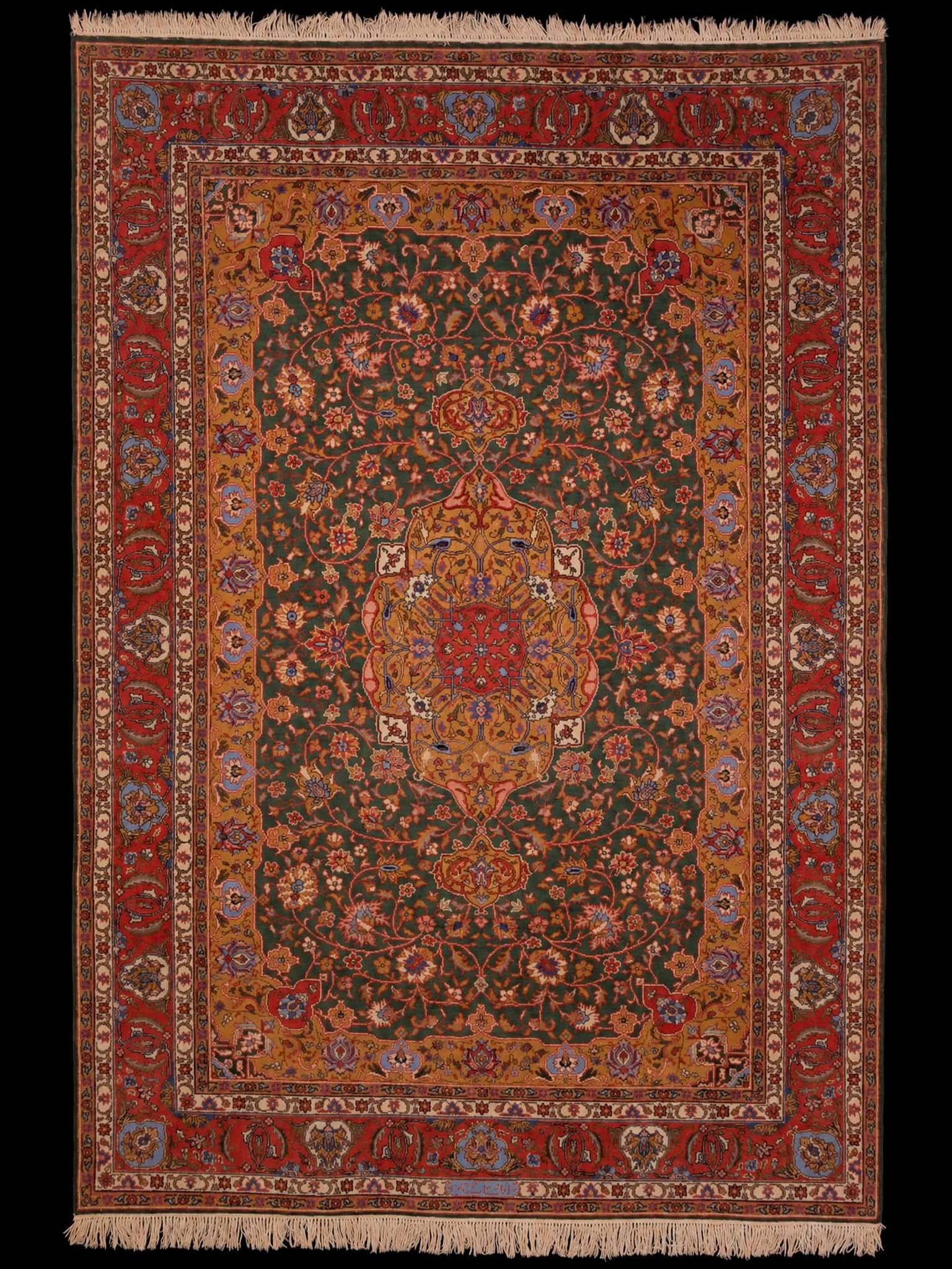 Maanläheinen käsinsolmittu Tabriz-villamatto, 311 × 222 cm