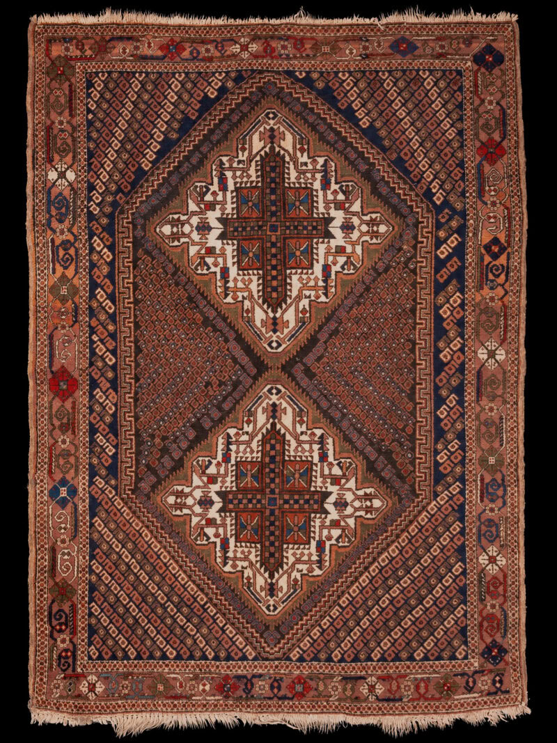 Maanläheinen käsinsolmittu Afshar-villamatto, 182 × 135 cm