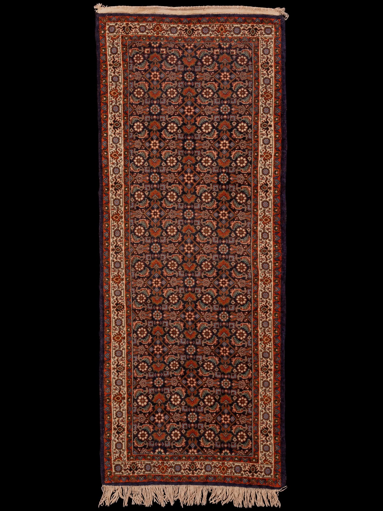 Maanläheinen käsinsolmittu Bijar-villamatto, 158 × 65 cm