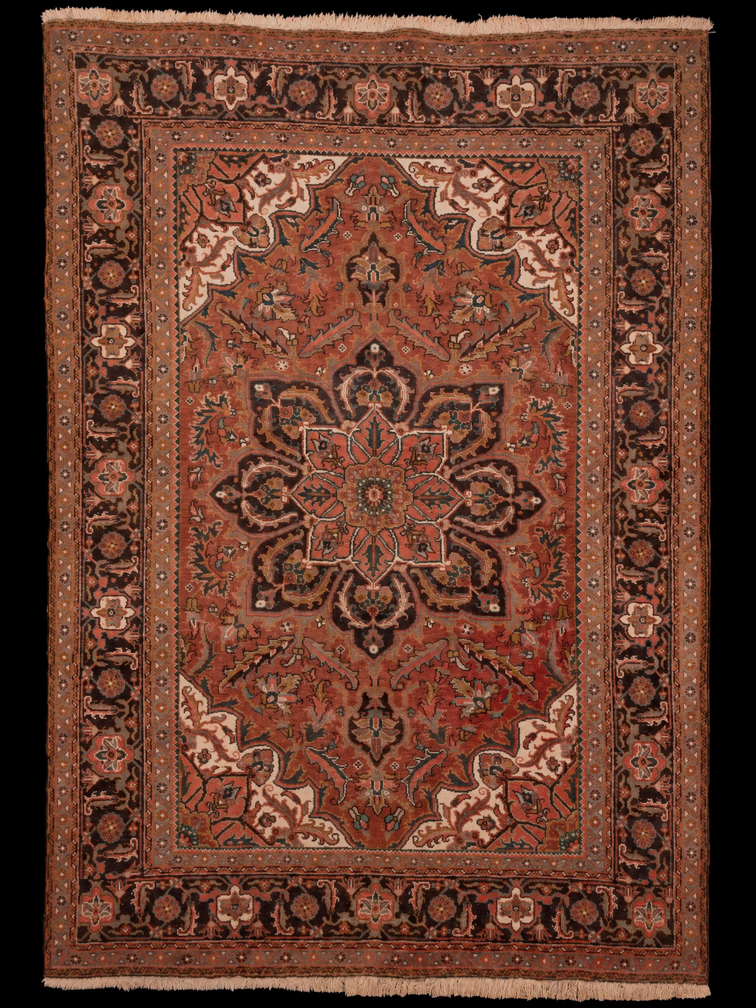 Maanläheinen käsinsolmittu Heriz-villamatto, 294 × 207 cm