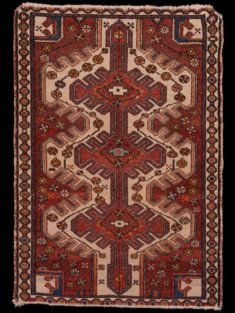 Maanläheinen käsinsolmittu Hamadan-villamatto, 106 × 80 cm