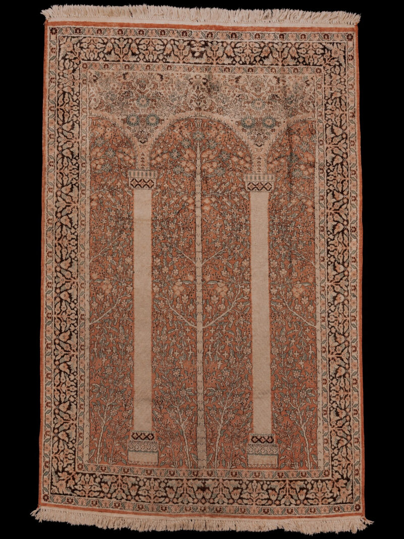 Maanläheinen käsinsolmittu Kashmir-silkkimatto, 197 × 127 cm