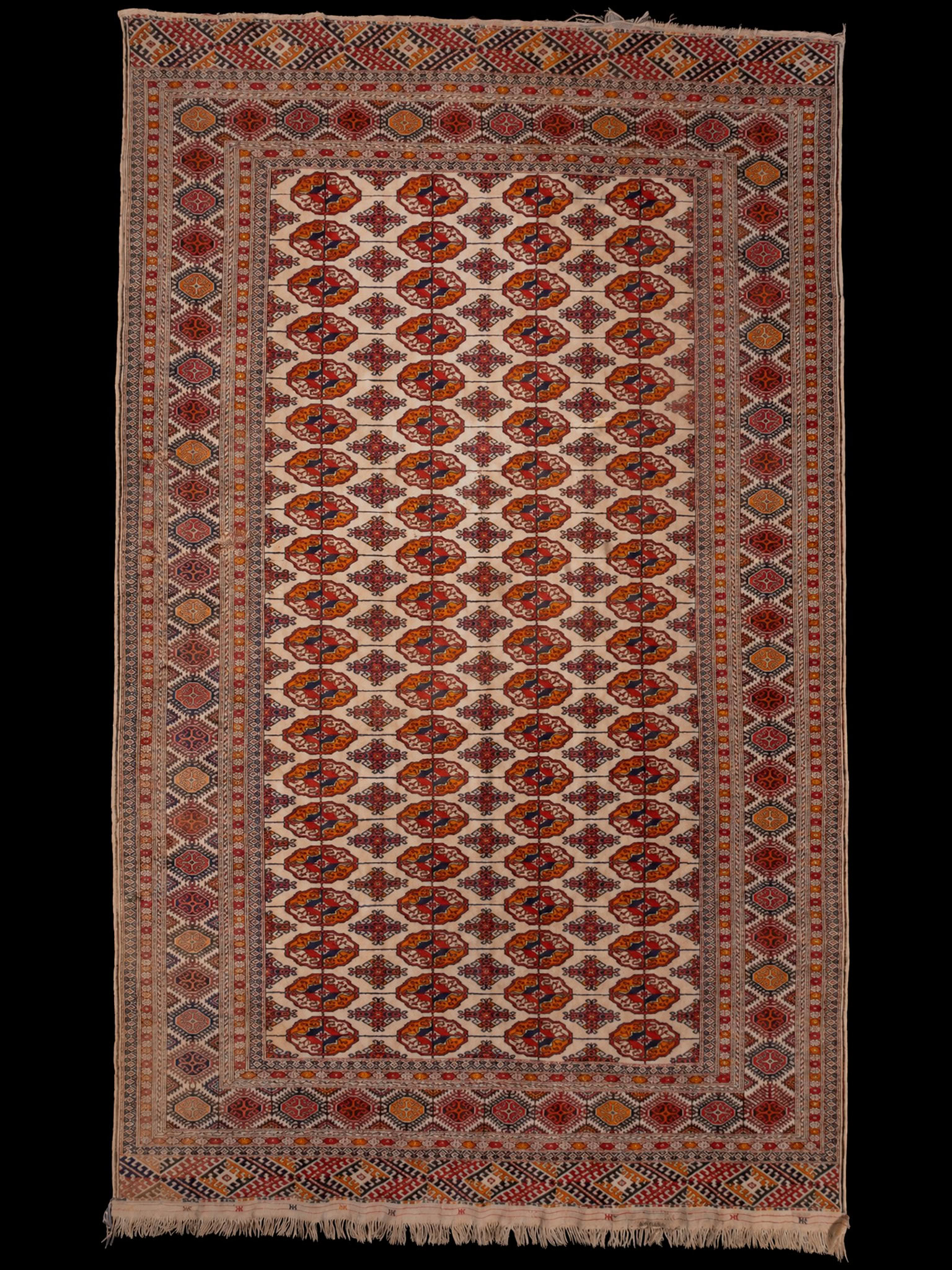 Vaalea käsinsolmittu Buhara-villamatto, 332 × 211 cm