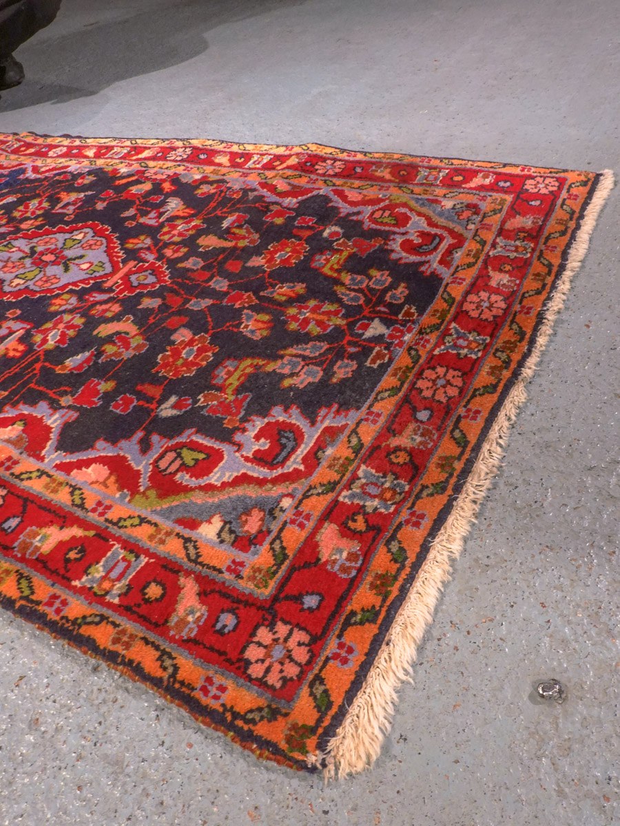 Punainen käsinsolmittu Hamadan-villamatto, 124 × 78 cm