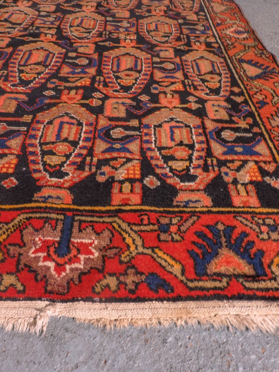 Punainen käsinsolmittu Hamadan-villamatto, 154 × 110 cm