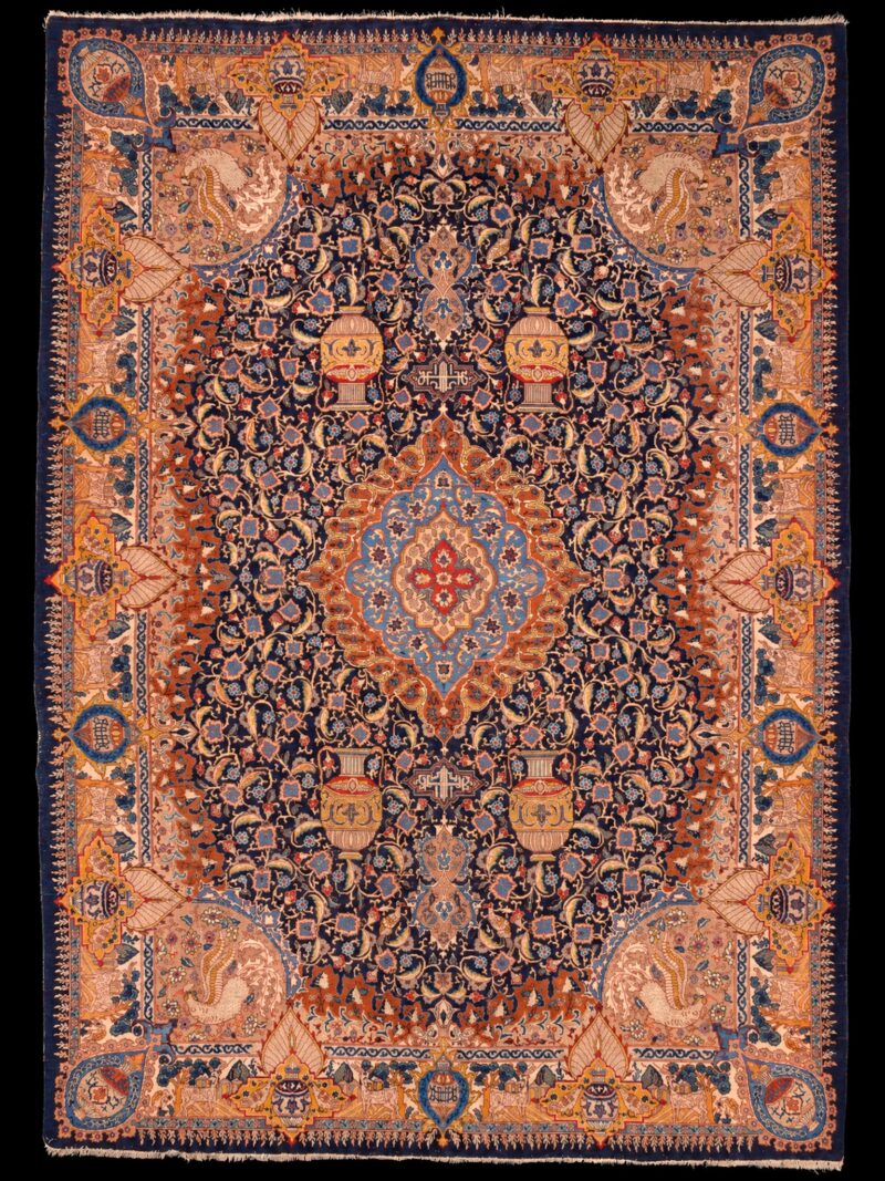 Maanläheinen käsinsolmittu Kashmar-villamatto, 342 × 248 cm