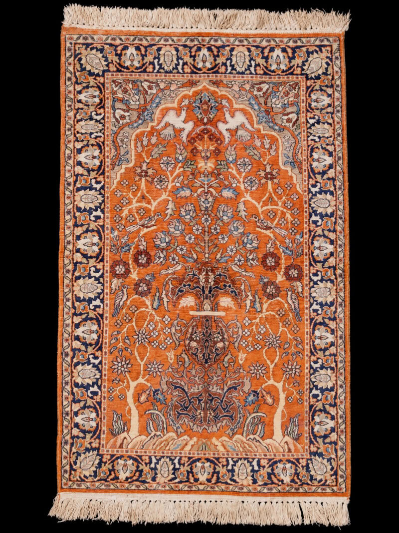 Muu käsinsolmittu Kashmir-silkkimatto, 134 × 77 cm