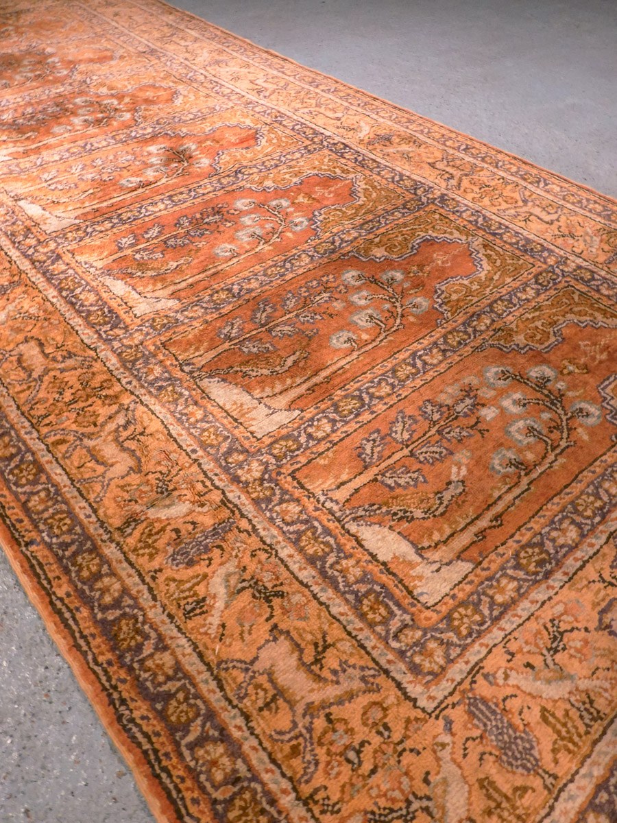 Maanläheinen käsinsolmittu Kayseri-silkkimatto, 220 × 90 cm