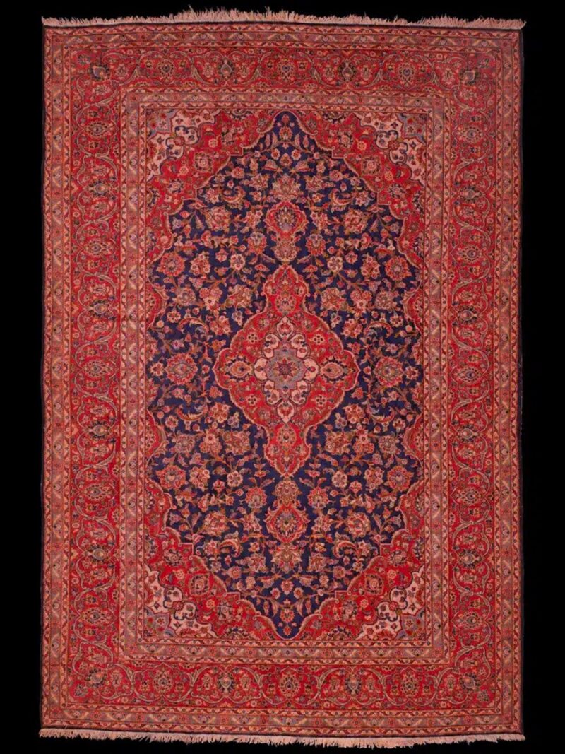 Punainen käsinsolmittu Keshan-villamatto, 355 × 239 cm