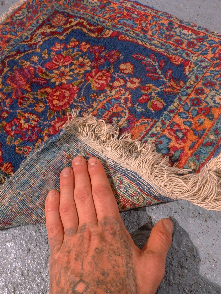 Muu käsinsolmittu Kirman-villamatto, 54 × 49 cm