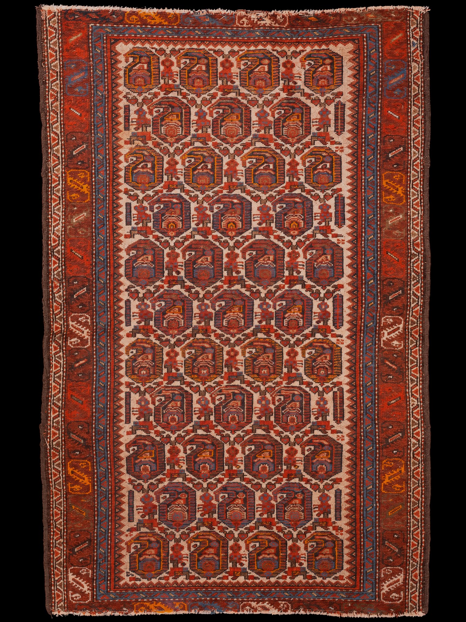 Punainen käsinsolmittu Malayer-villamatto, 168 × 111 cm