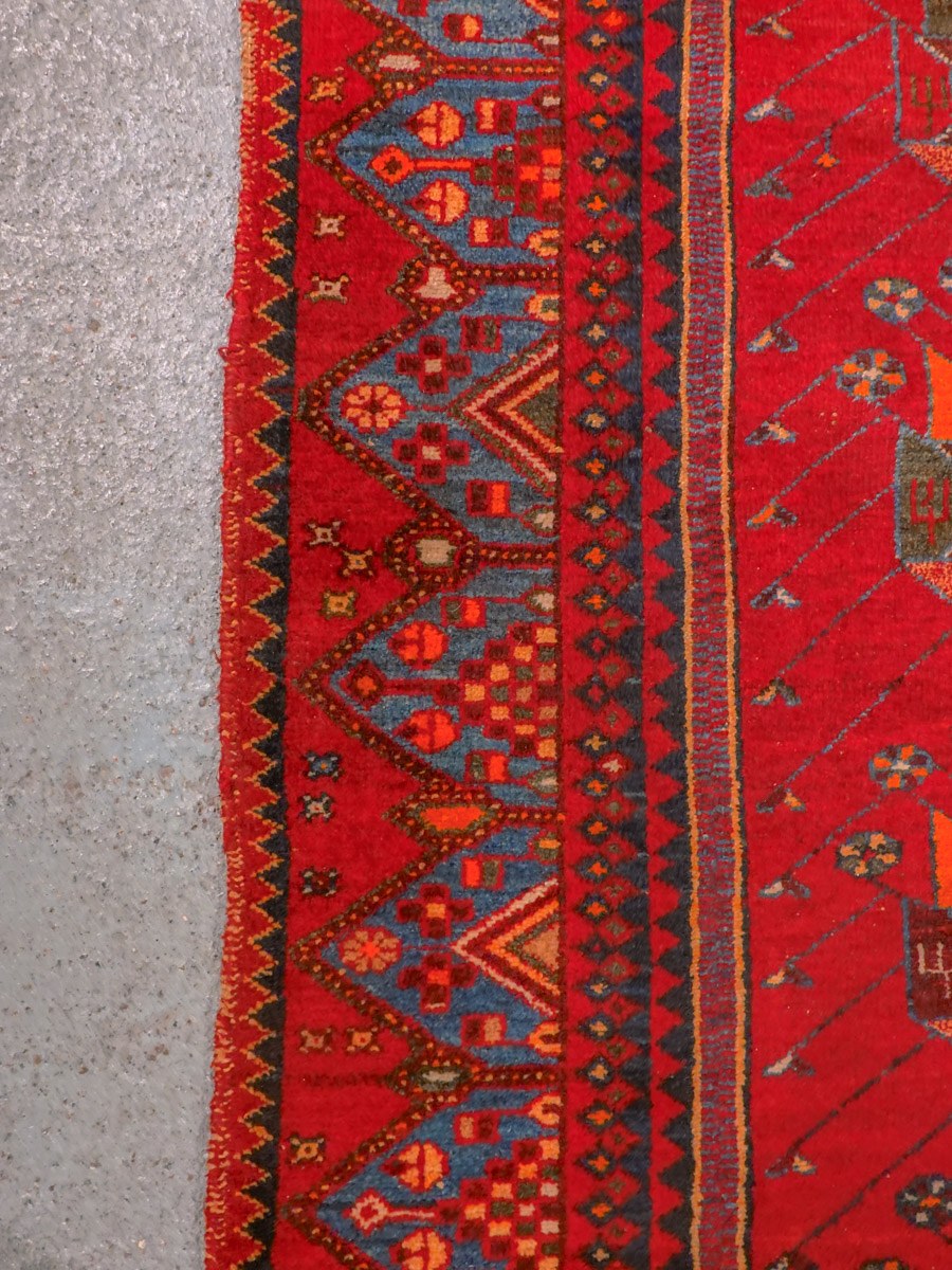 Punainen käsinsolmittu Malayer-villamatto, 191 × 121 cm
