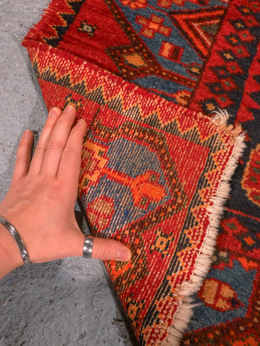 Punainen käsinsolmittu Malayer-villamatto, 191 × 121 cm