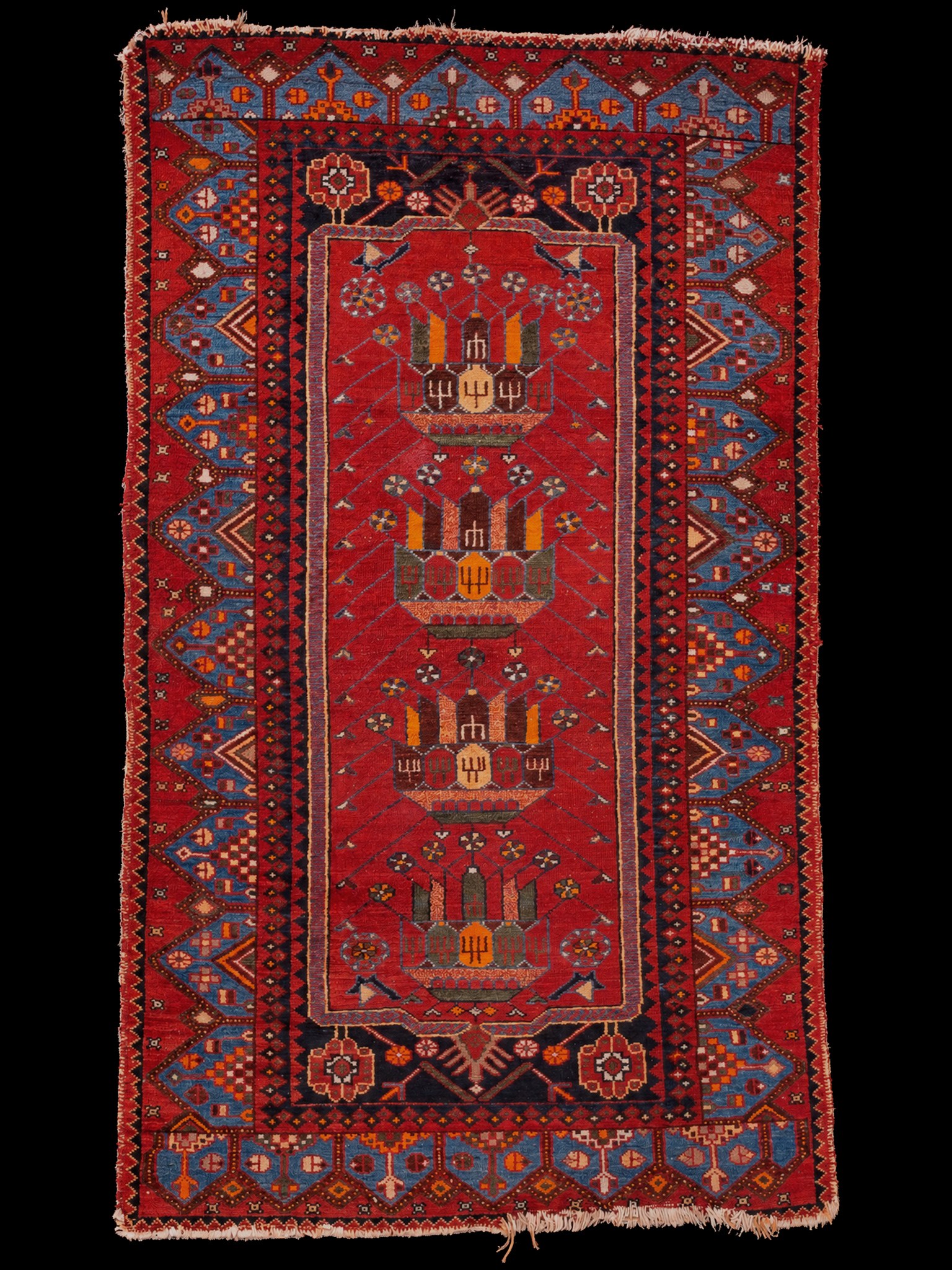 Punainen käsinsolmittu Malayer-villamatto, 191 × 121 cm