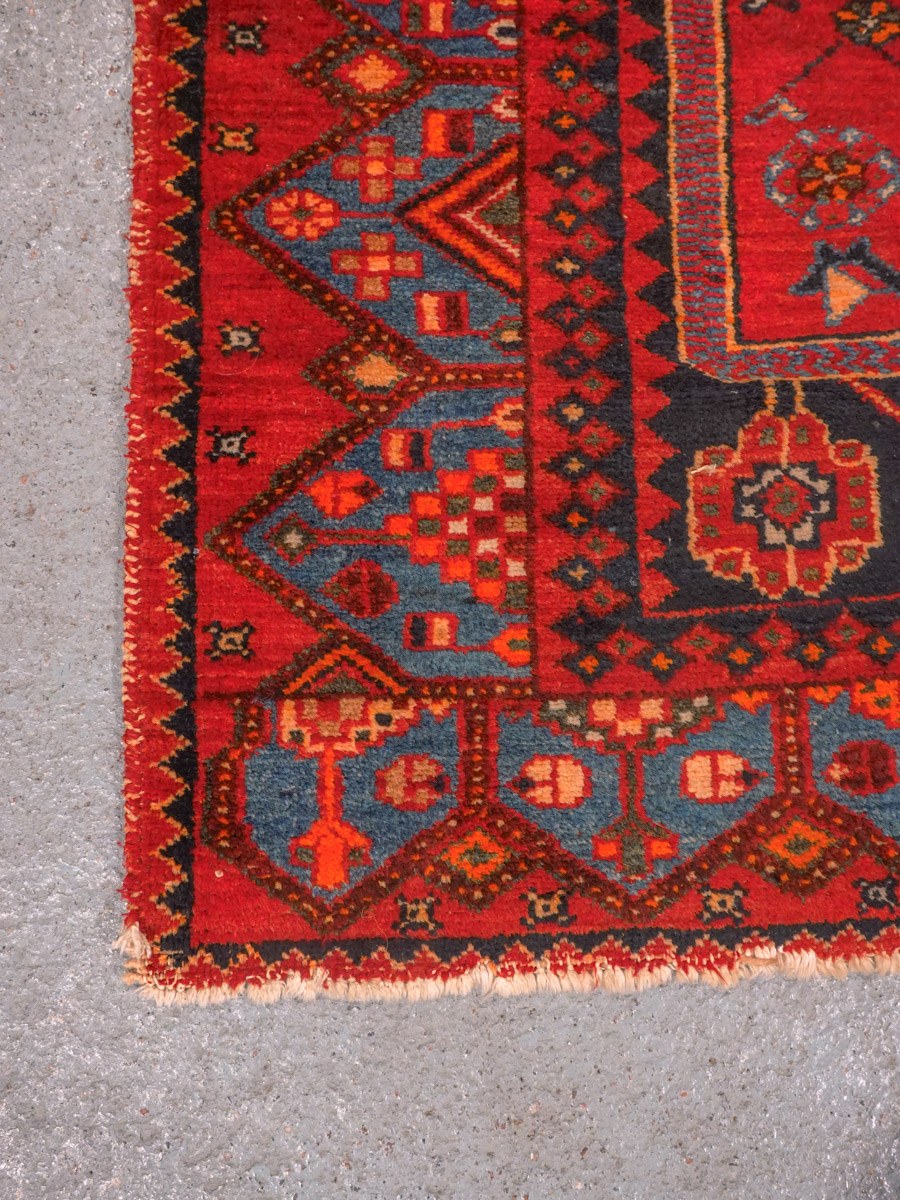 Punainen käsinsolmittu Malayer-villamatto, 191 × 121 cm