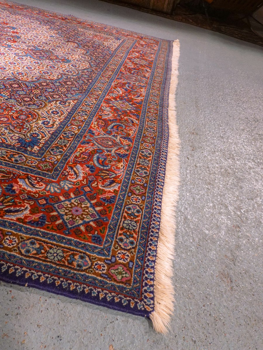 Vaalea käsinsolmittu Moud-villamatto, 250 × 200 cm