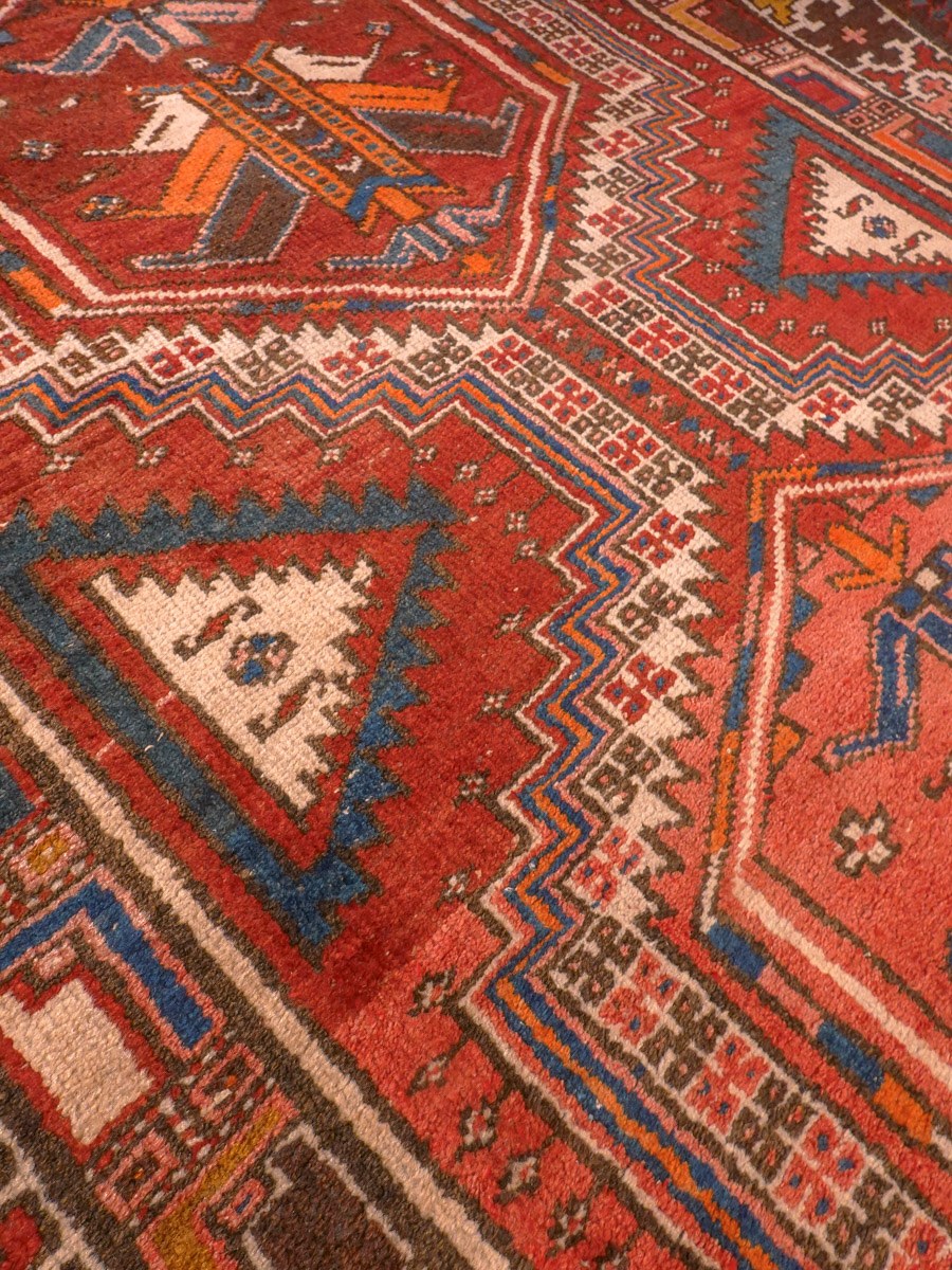 Punainen käsinsolmittu Sarab-villamatto, 258 × 116 cm