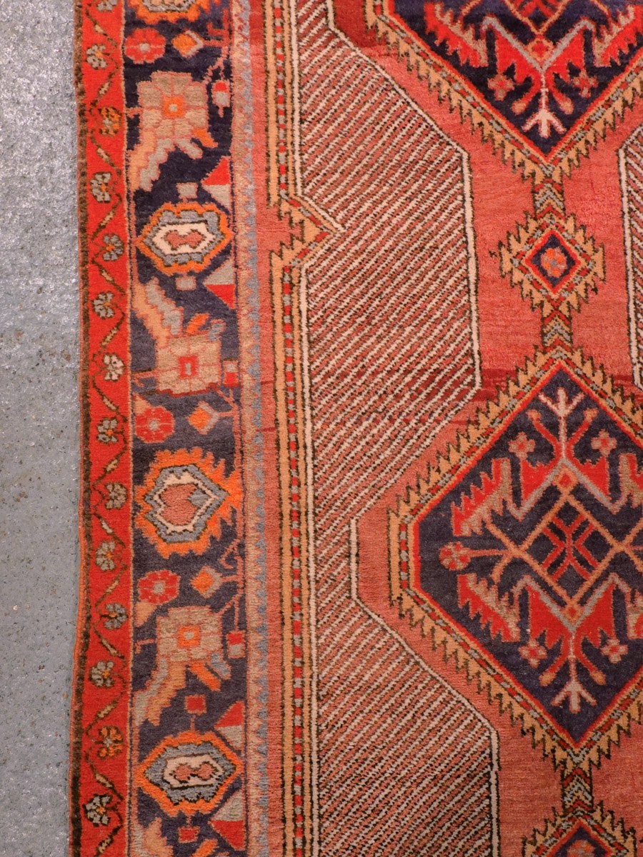 Punainen käsinsolmittu Sarab-villamatto, 386 × 104 cm