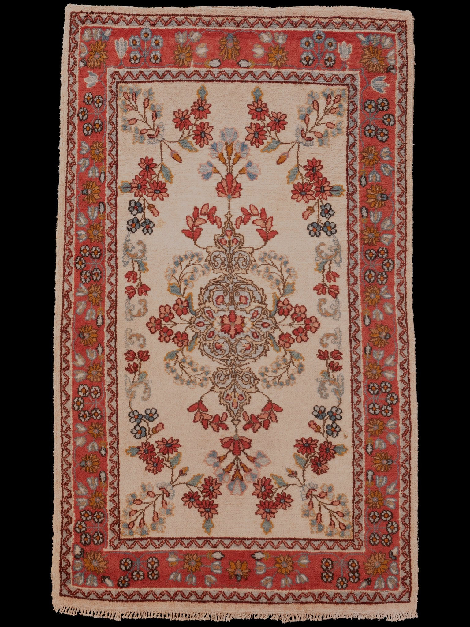 Punainen käsinsolmittu Sarouk-villamatto, 150 × 90 cm