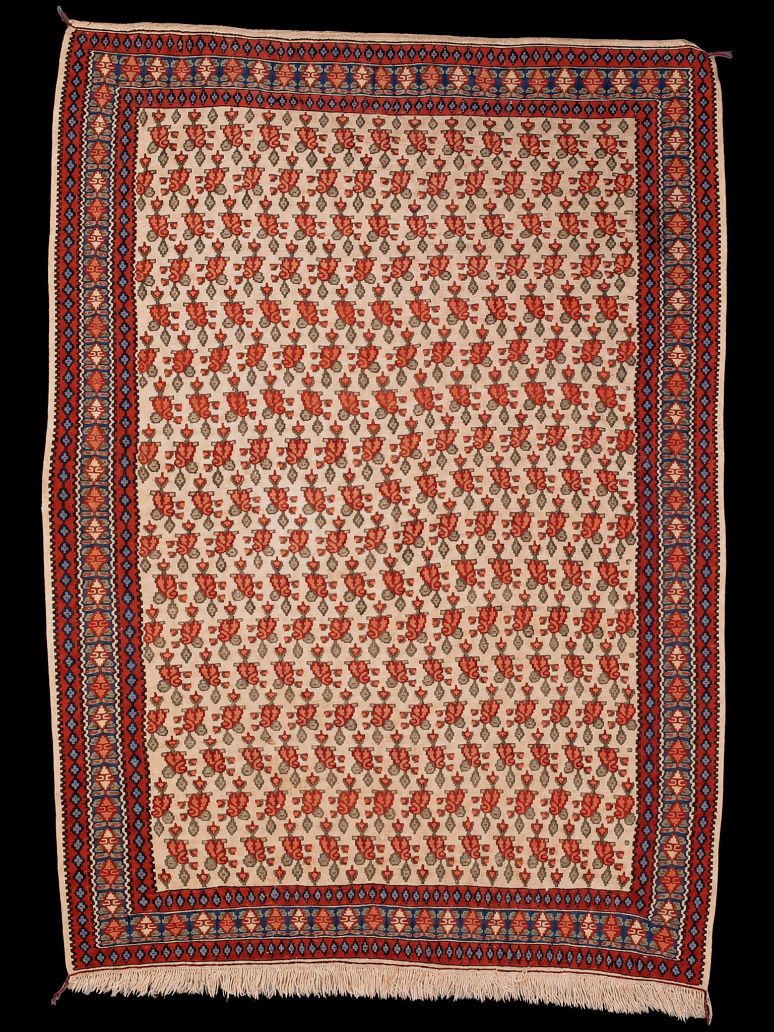 Vaalea käsinsolmittu Senneh-villamatto, 172 × 112 cm