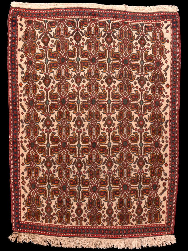 Punainen käsinsolmittu Senneh-villamatto, 98 × 78 cm