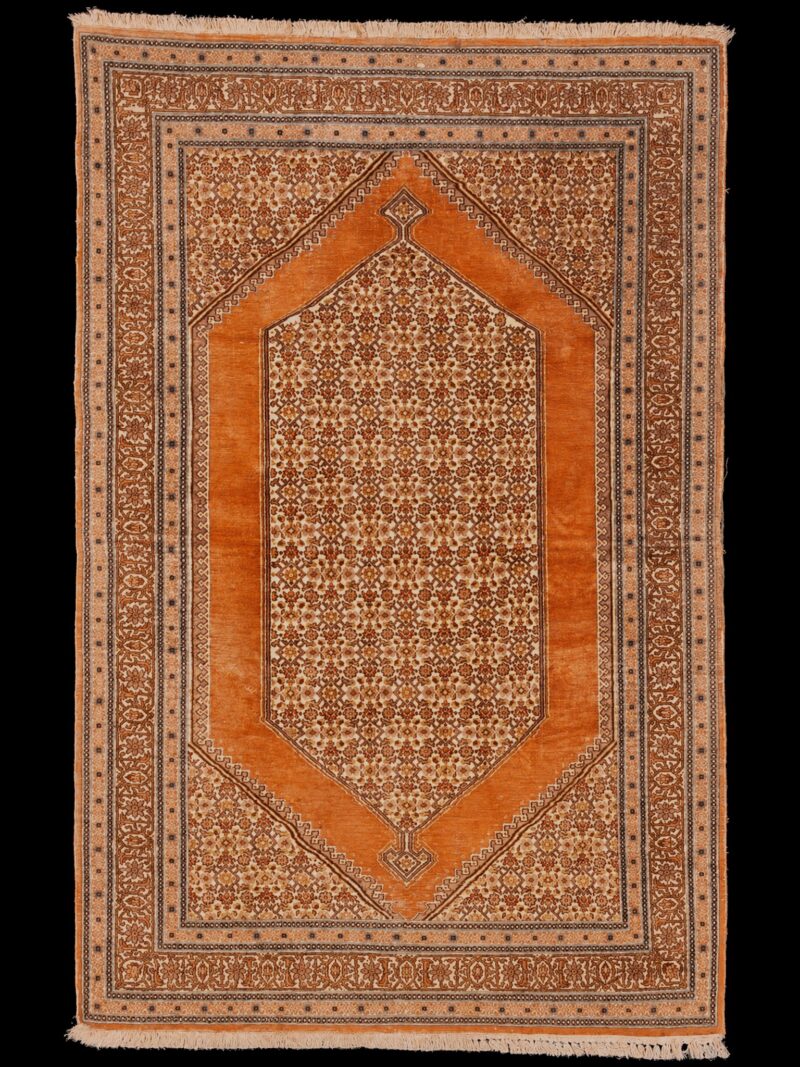 Maanläheinen käsinsolmittu Tabriz-silkkimatto, 188 × 121 cm