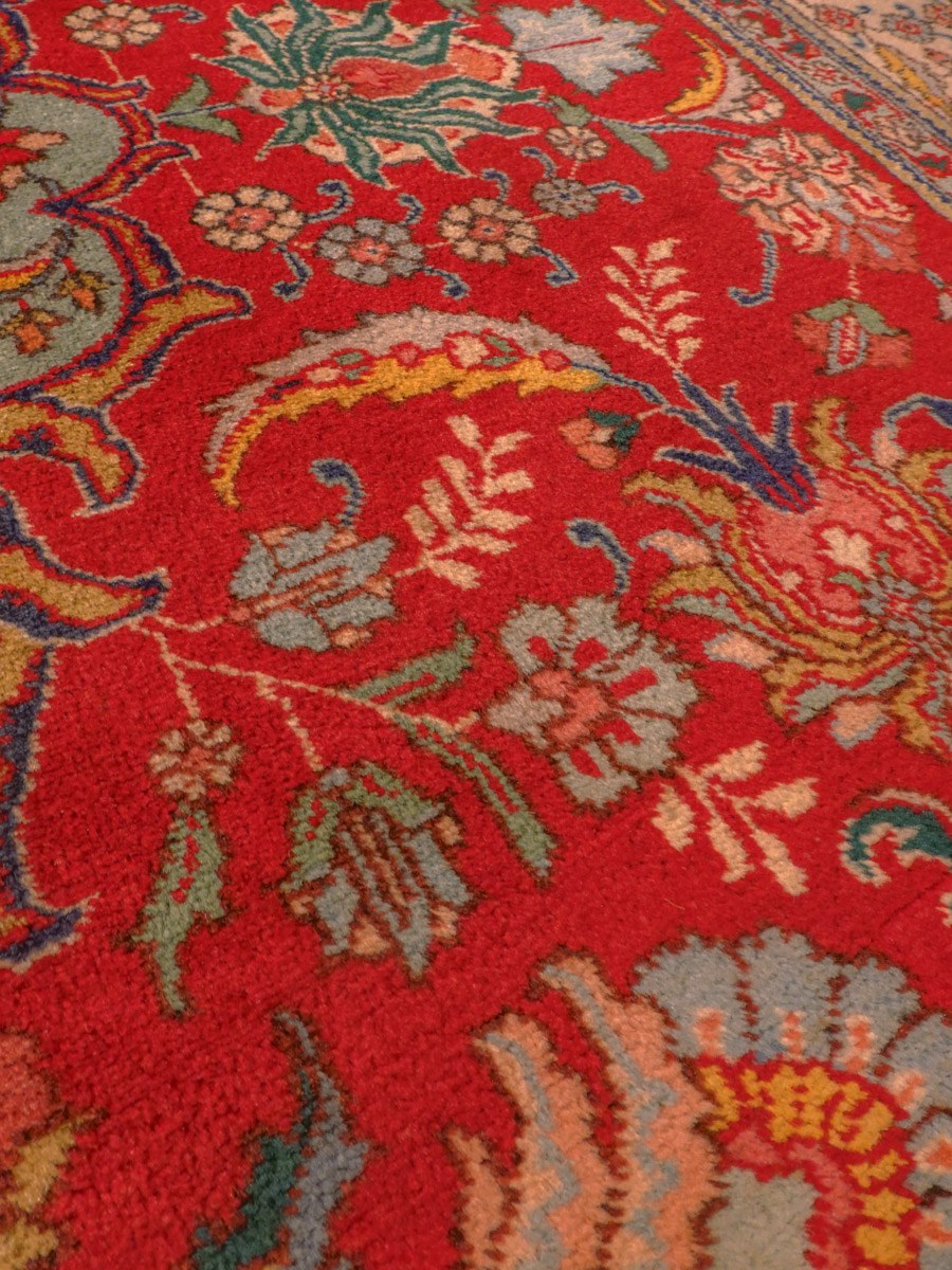 Punainen käsinsolmittu Tabriz-villamatto, 300 × 205 cm