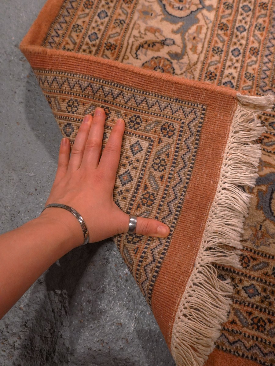 Maanläheinen käsinsolmittu Tabriz-villamatto, 344 × 235 cm